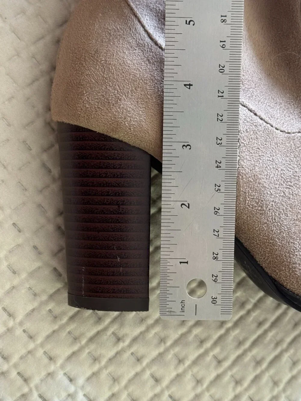 Taupe Slouch Knee-High Block Heel Boots